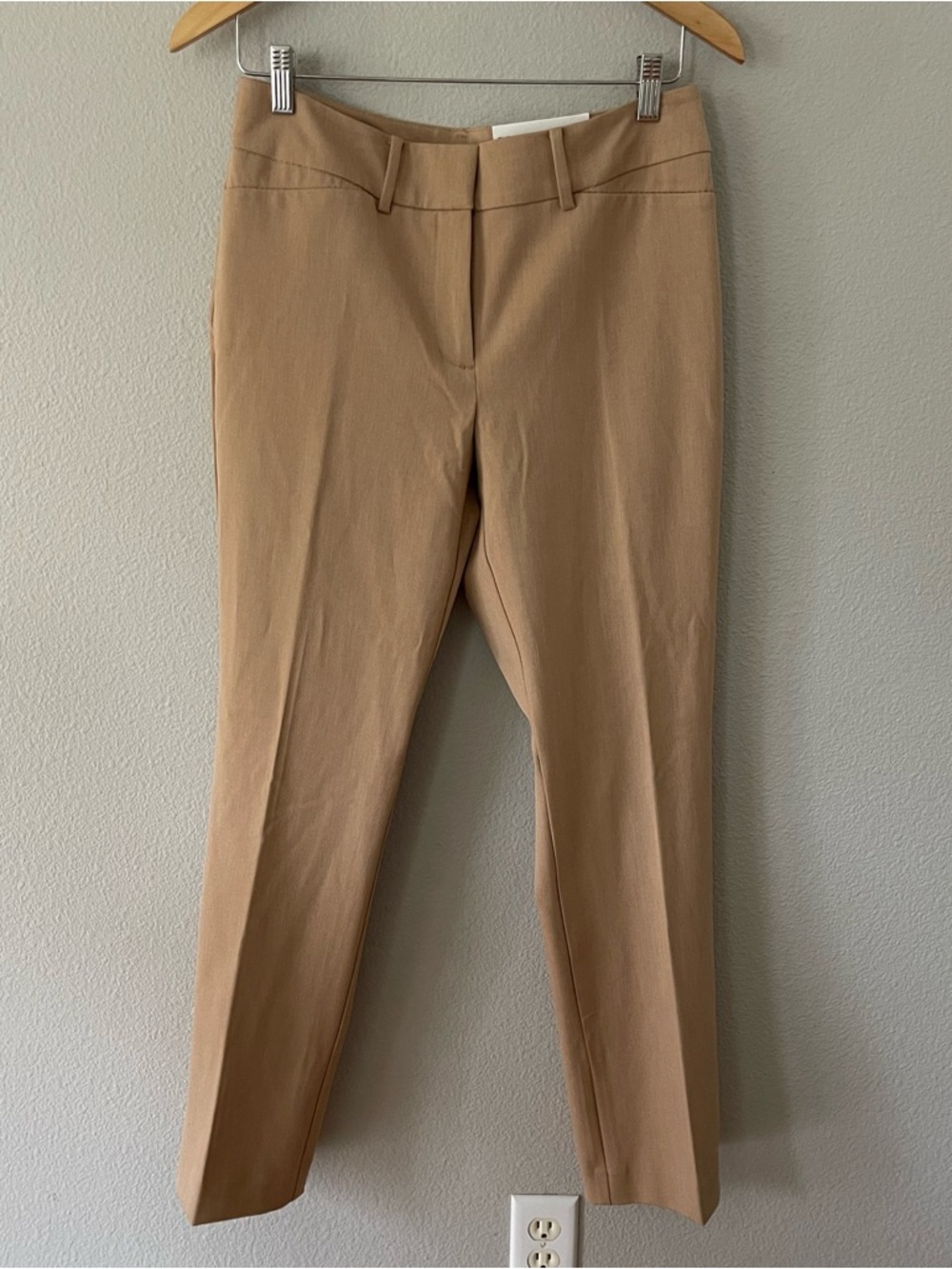 Ann Taylor Factory Tan Mid Rise Straight Leg Full Length Trousers Pants Size 6